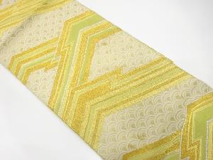 アンティーク　幾何学に青海波模様織り出し袋帯（材料）